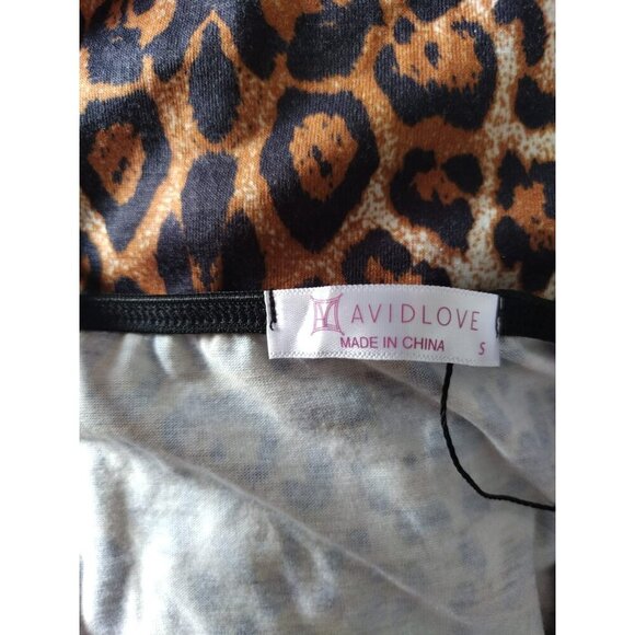 Leopard Print Lace Trim Cami Nightgown By Avidlove Size S Brown & Black. NWT - Picture 3 of 9